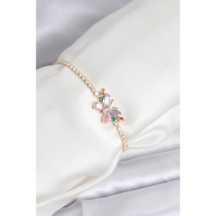Colorful Butterfly Model Zircon Stone Elevator Waterway Women's Bracelet - TJ-BB8240 Colorful Butterfly Model Zircon Stone Elevator Waterway Women's Bracelet - TJ-BB8240