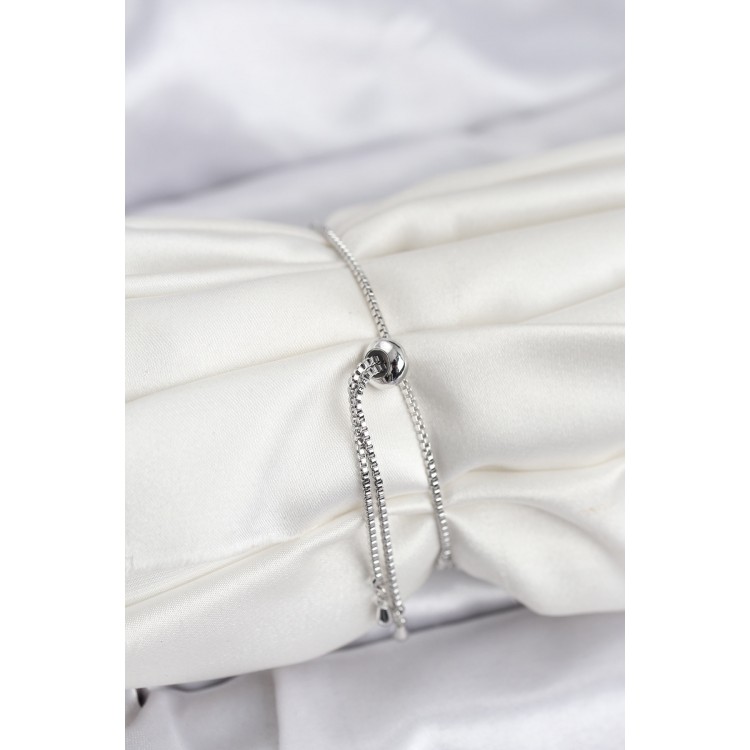 Yonca Model Zirkon Taşlı Gümüş Renk Asansörlü Su Yolu Bileklik - TJ-BB8243