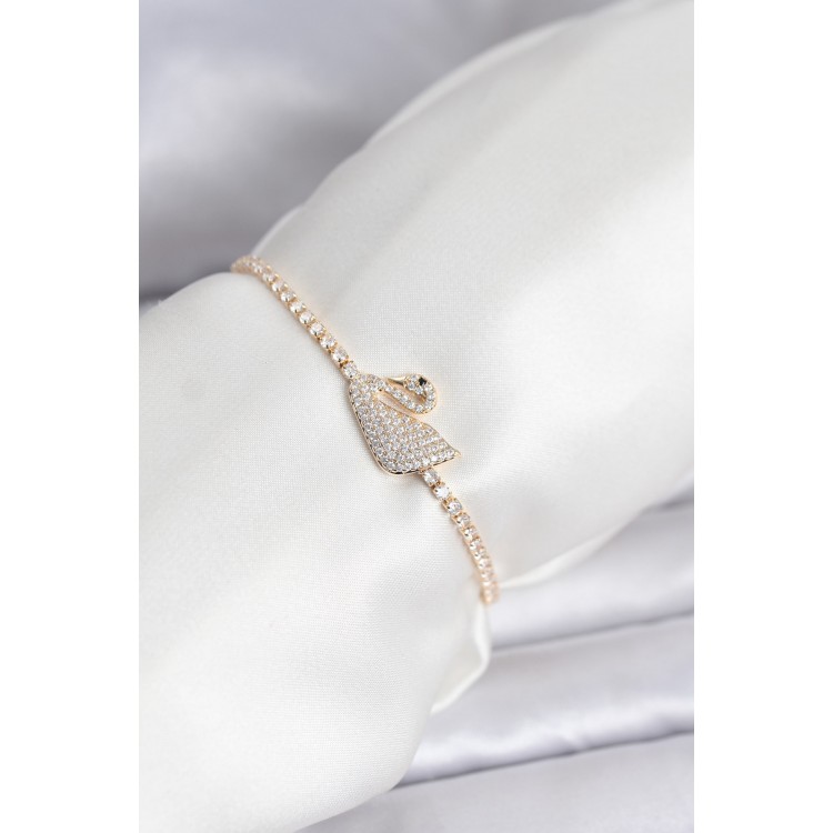 Swan Model Zircon Stone Gold Color Elevator Waterway Bracelet - TJ-BB8246 Swan Model Zircon Stone Gold Color Elevator Waterway Bracelet - TJ-BB8246