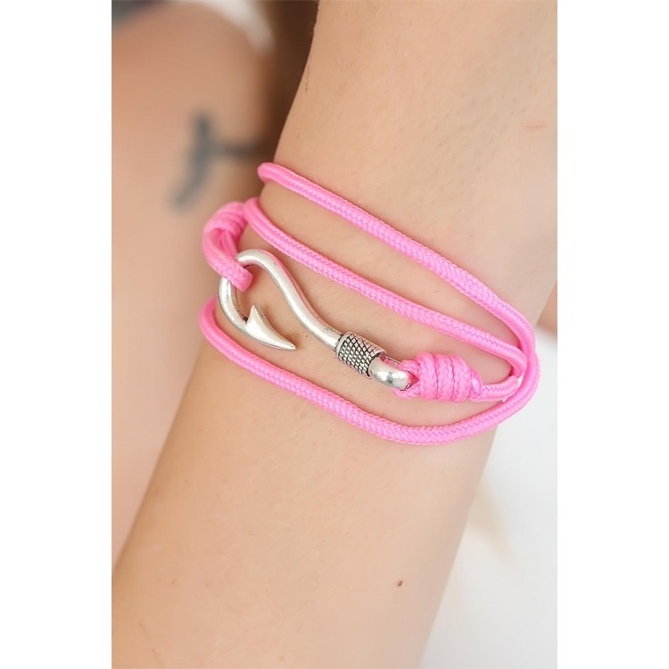 Pembe Renk Gümüş Metal Kancalı Bayan Çoklu Bileklik - TJ-BB2371-KS