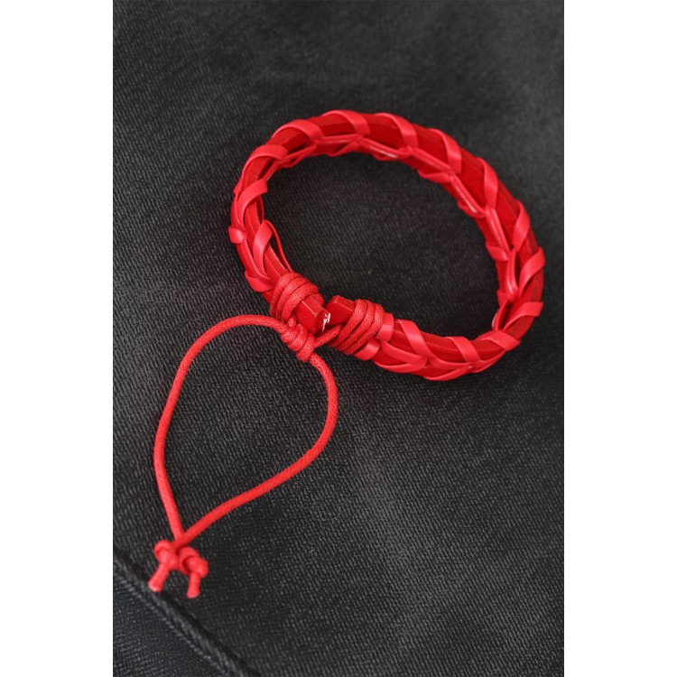 Red Knitted Leather Men's Bracelet - TJ-EB1852