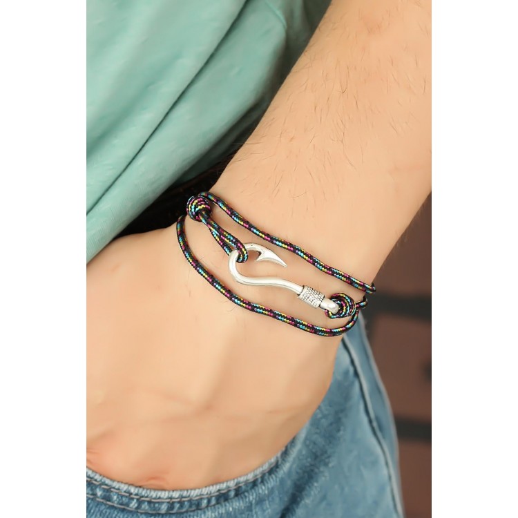 Çizgi Desenli Metal Kancalı Erkek Bileklik - TJ-EB2239-KS Çizgi Desenli Metal Kancalı Erkek Bileklik - TJ-EB2239-KS