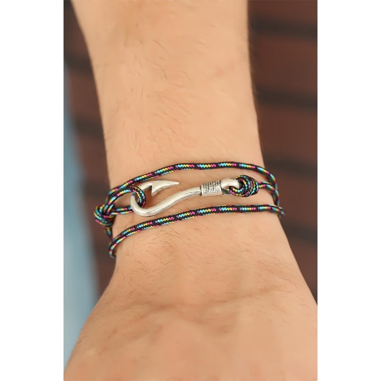 Çizgi Desenli Metal Kancalı Erkek Bileklik - TJ-EB2239-KS