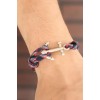 Navy Blue and Burgundy Patterned Metal Studded Men's Bracelet - TJ-EB2259-KS