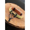 Yellow and Black Leather Men's Bracelet with Metal Accessories - TJ-EB2531-KS