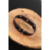 Black Sea Anchor Steel Accessory Brown Leather Men's Bracelet - TJ-EB2537-KS