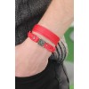 Patterned Metal Accessory Red Leather Men's Bracelet Combination - TJ-EB2804