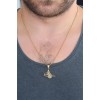 Gold-Colored Metal Ottoman Tughra-Patterned Men's Necklace - TJ-ERK336