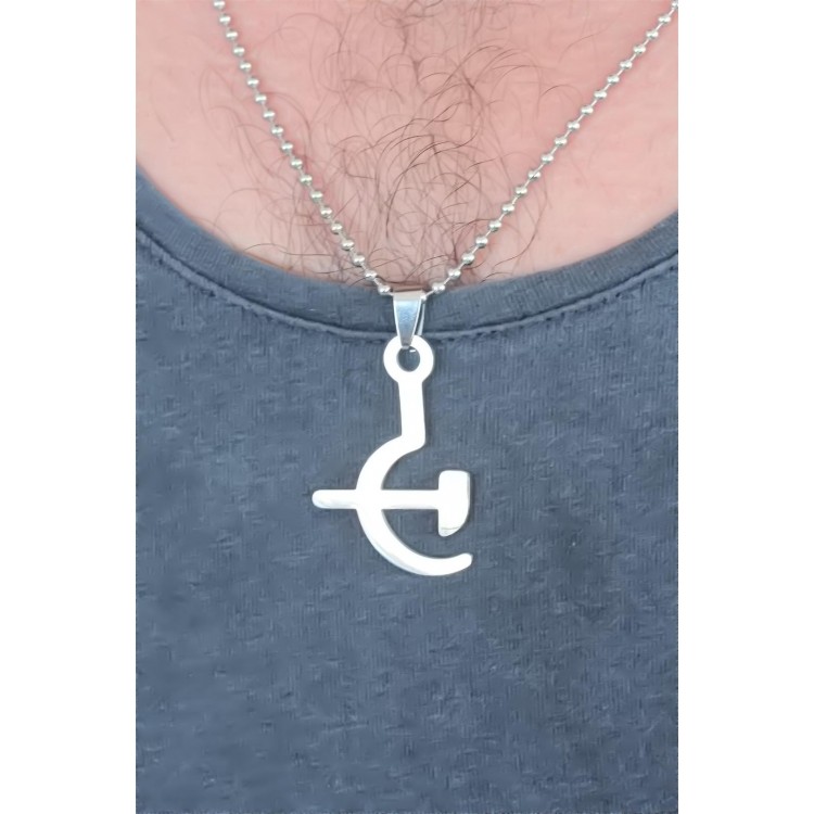 Silver-Colored Metal Sickle and Axe-Shaped Men's Necklace - TJ-ERK365
