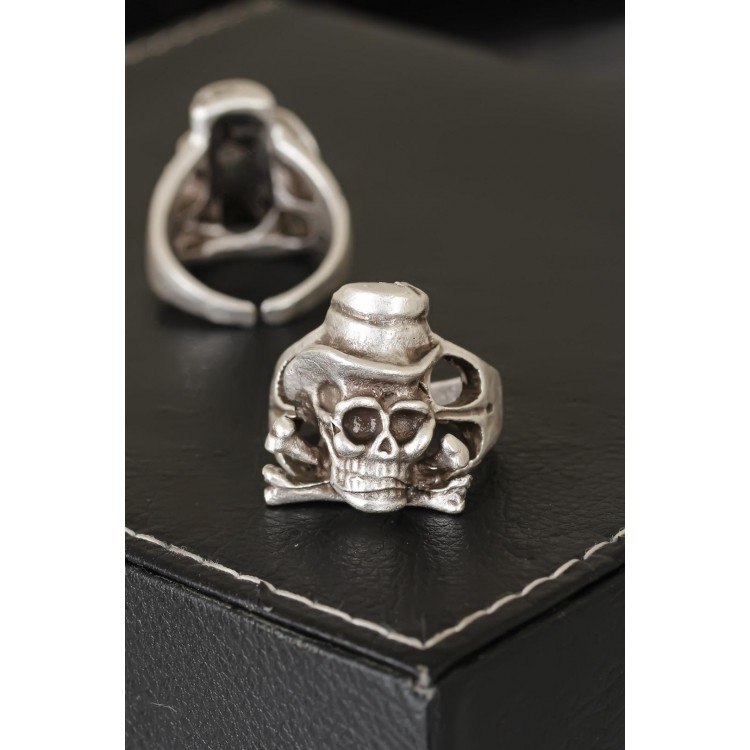 Kuru Kafa Tasarımlı Eskitme Gümüş Renkli Ayarlamalı Model Erkek Yüzük - TJ-EY216