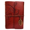 Leaf Pattern Brown Leather Notebook