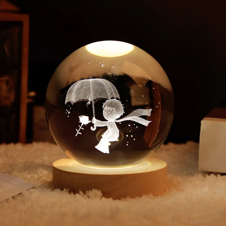 USB-Powered Design Lighted Glass Sphere Umbrella for Children