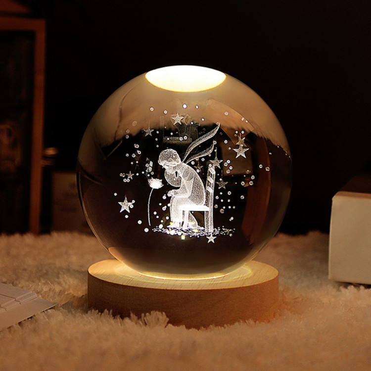 Wooden Base USB Night Light Little Prince Daylight