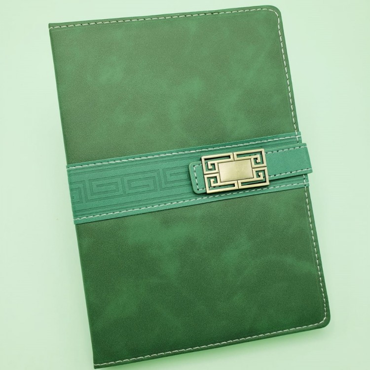 Green Leather-Covered Striped Notebook Green Leather-Covered Striped Notebook