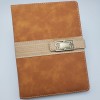 Leather-Covered Striped Notebook