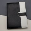 Striped Thermal Leather Notebook Black