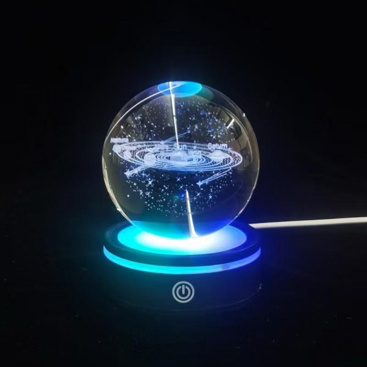 Gezegenler Tasarımlı Renk Değiştiren Dönen Cam Küre Gezegenler Tasarımlı Renk Değiştiren Dönen Cam Küre