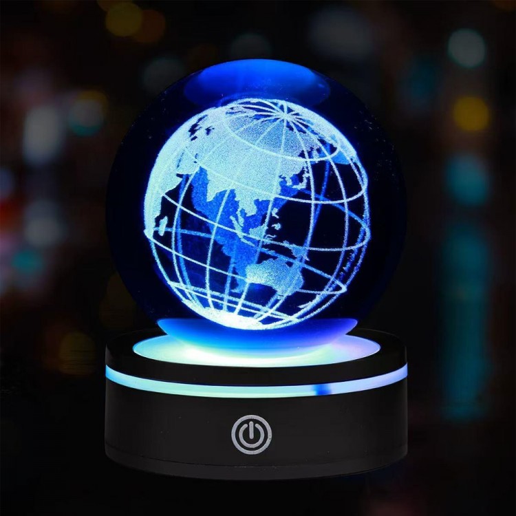 Dünya Tasarımlı Usb li Dönen Cam Küre Dünya Tasarımlı Usb li Dönen Cam Küre