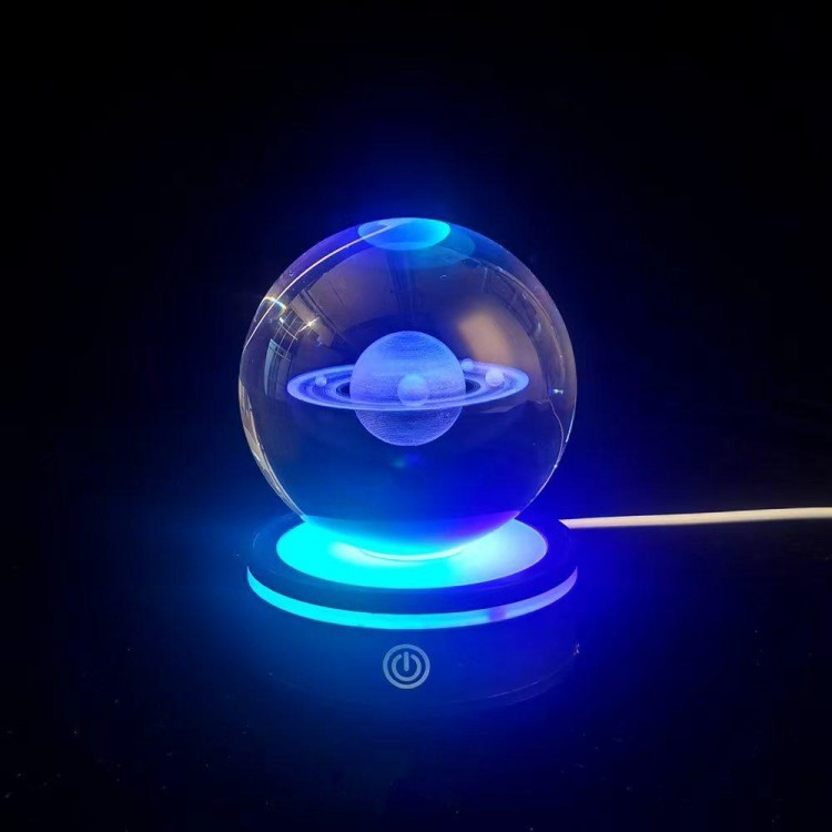 Saturn Planet Design Rotating USB Glass Globe