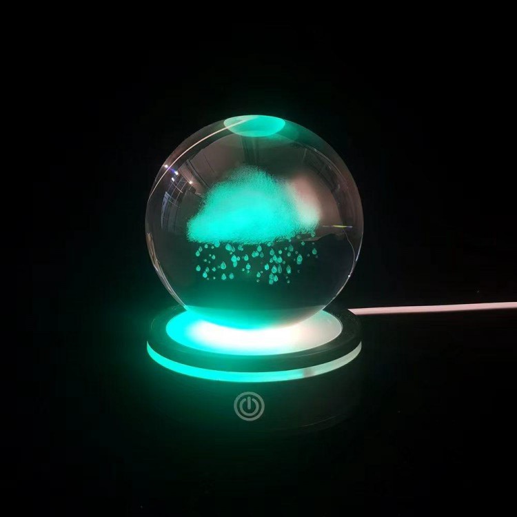Yağmur Bulutu Tasarımlı Usb li Dönen Cam Küre Yağmur Bulutu Tasarımlı Usb li Dönen Cam Küre
