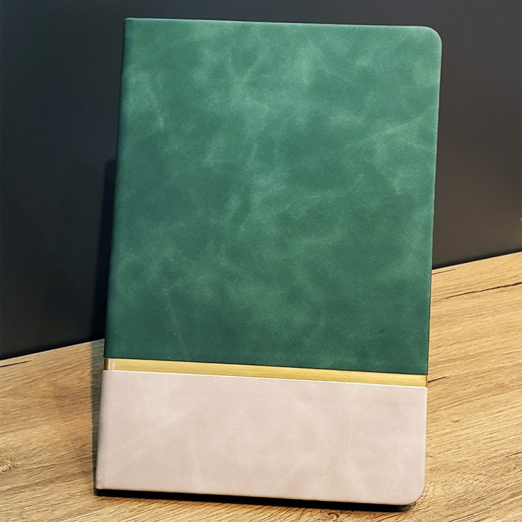 Green Leather Notebook with Gold Trim Green Leather Notebook with Gold Trim