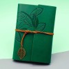 Green Leather Covered Leaf Pattern Notebook