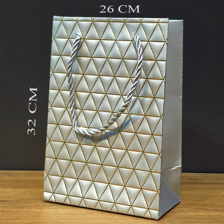 Large Silver and Gold Patterned Cardboard Bag