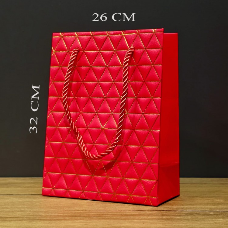 Large Red Gold Patterned Gift Bag