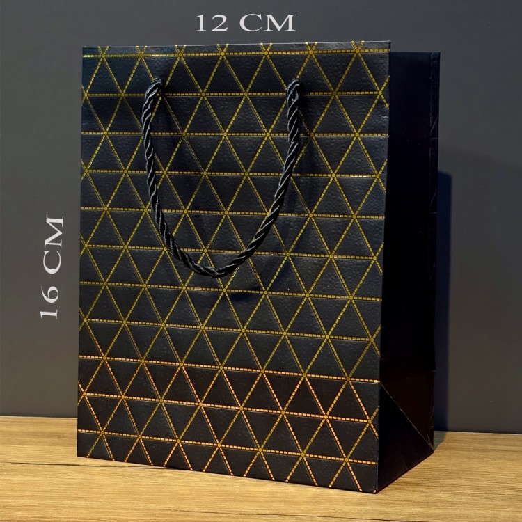 Mini Black Gold Foil Cardboard Bag