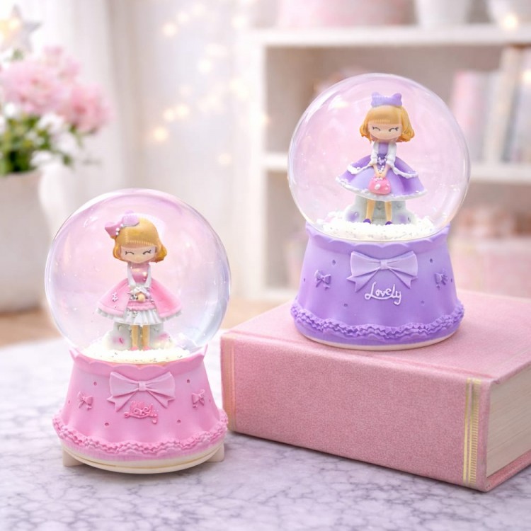 Medium-Sized Lighted and Musical Princess-Shaped Snow Globe