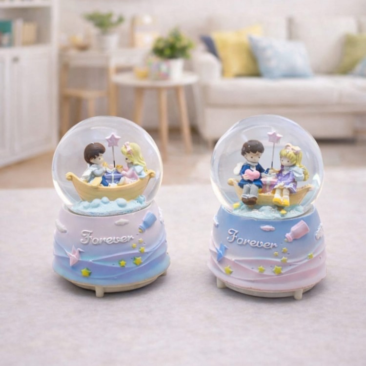Medium-Sized Musical Light-Up Romantic Lovers Snow Globe
