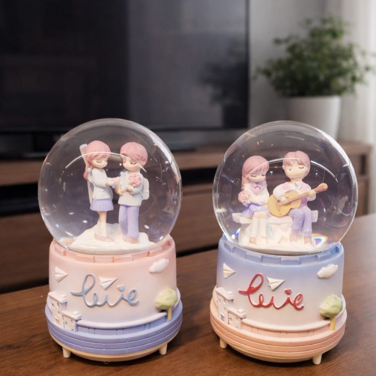 Medium-Sized Happy Romantic Couples Snow Globe
