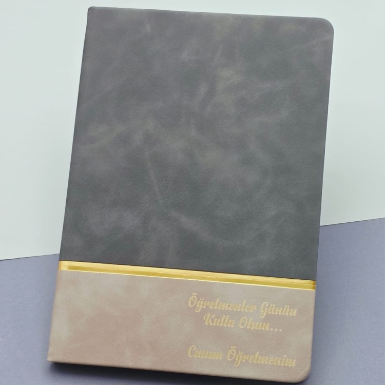 Teachers' Day Gift Written Leather Notebook Gray