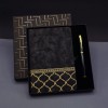 Gold Pattern Black Leather Notebook Pen Set
