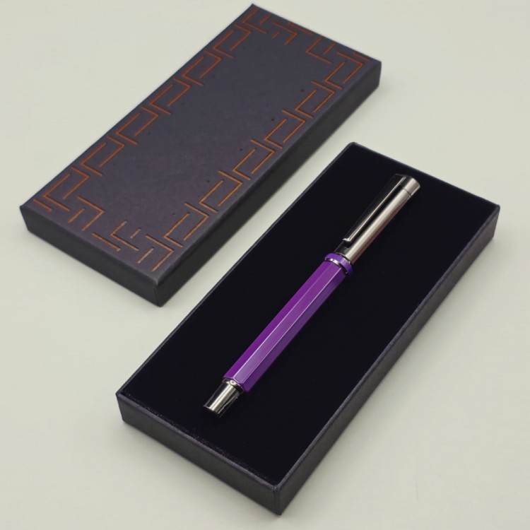 Boxed Purple Metal Roller Pen
