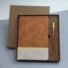 Soft Leather Notebook and Roller Pen Set