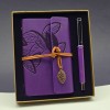 Special Color Leather Notebook and Roller Metal Pen