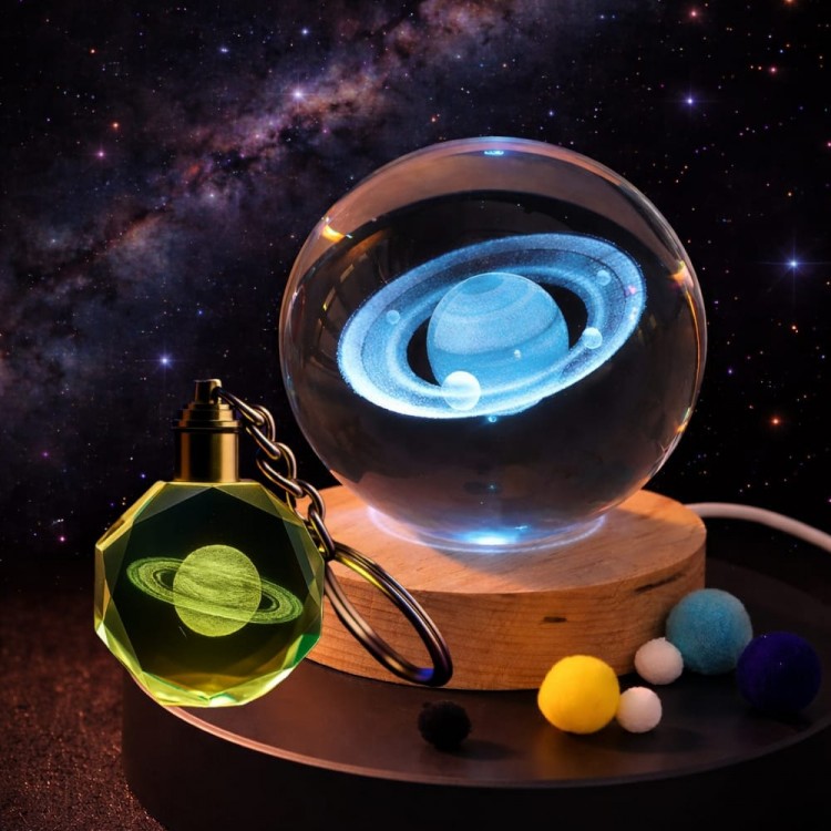 Renk Değiştiren Satürn Gezegen Küre Ve Anahtarlık Seti Renk Değiştiren Satürn Gezegen Küre Ve Anahtarlık Seti