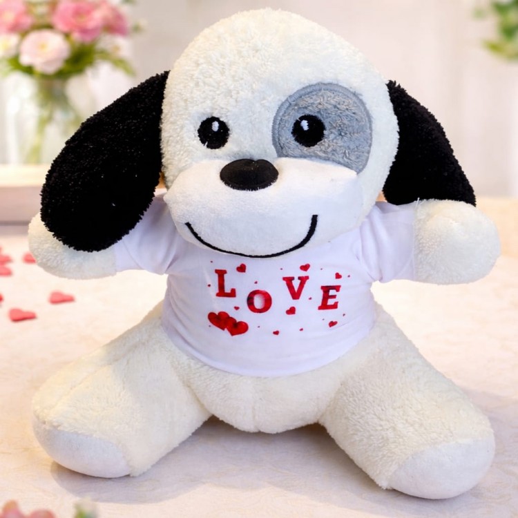 Cute Plush Dog with Love T-Shirt