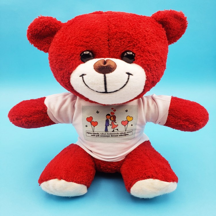 Sevimli Çiftler Tişörtlü Kırmızı Ayı Sevimli Çiftler Tişörtlü Kırmızı Ayı