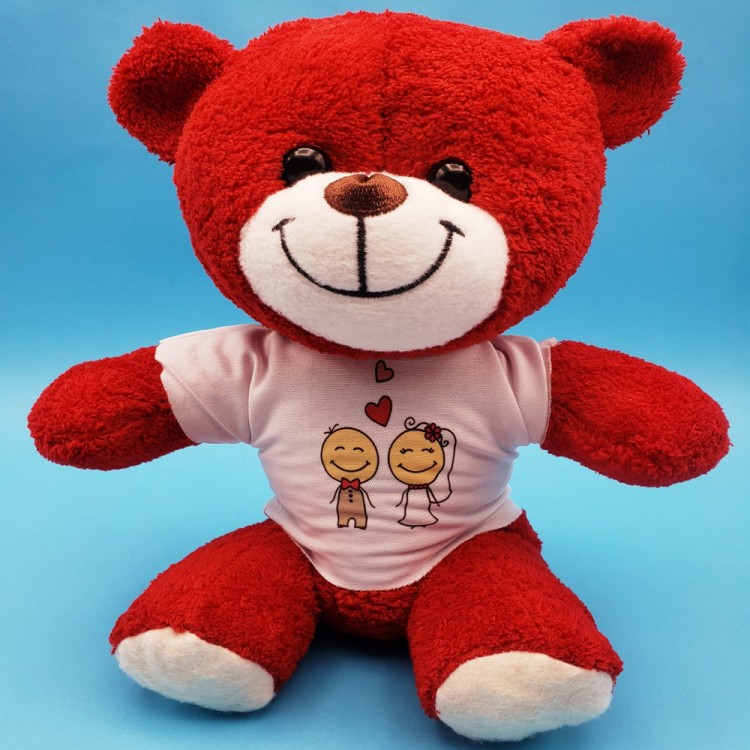 Gelin Damat Çift Baskılı Tişörtü Kırmızı Ayı Gelin Damat Çift Baskılı Tişörtü Kırmızı Ayı