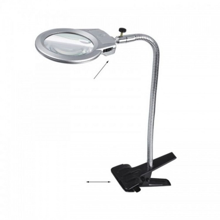 2.5X90 Mm 5X24 Mm Magnifier with Clamp Metal Hose Desktop Magnifier