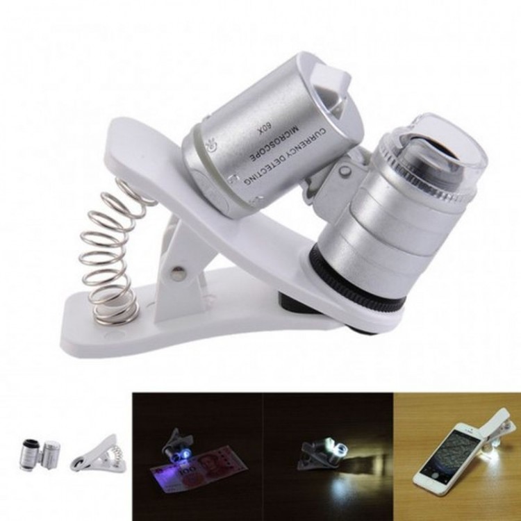 Universal LED-Lit Mini Pocket Microscope for All Camera Phones 9882-W