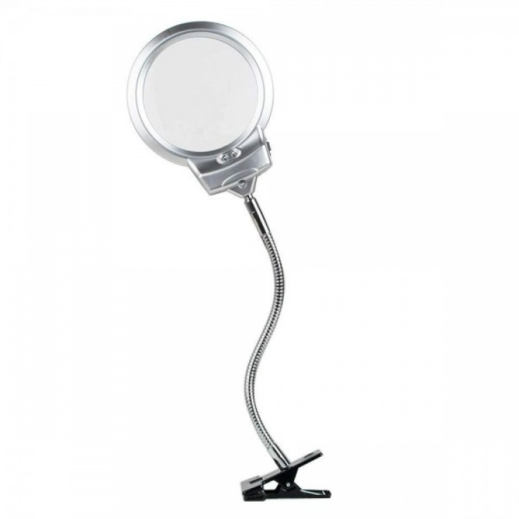 2.5 X 130 MM 5X24 MM LED Lighted Magnifier Desktop Metal Hose Clamp MG15124-C