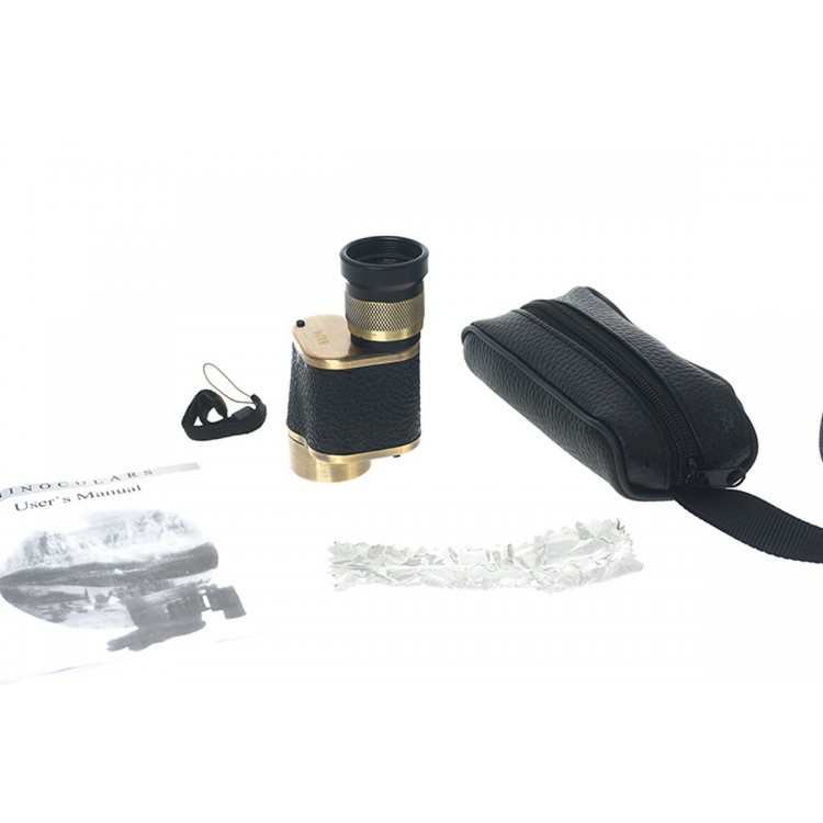 6x24 Baigish Military Style Brass and Leather-Covered Leather Case Monocular Binoculars Yellow