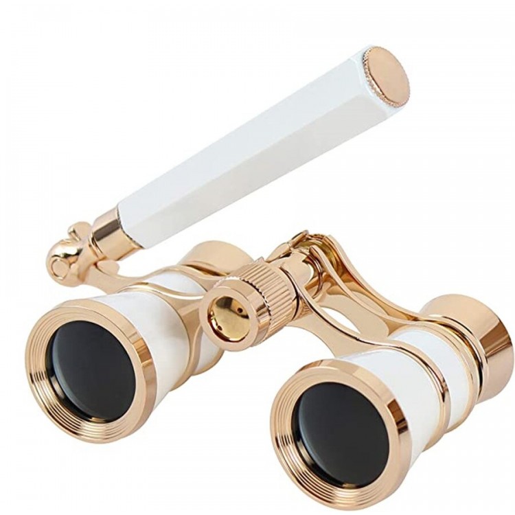 3x25 Exquisite Engraved Theater - Opera Binoculars Brass Metal-Plated Retro White 3x25 Exquisite Engraved Theater - Opera Binoculars Brass Metal-Plated Retro White