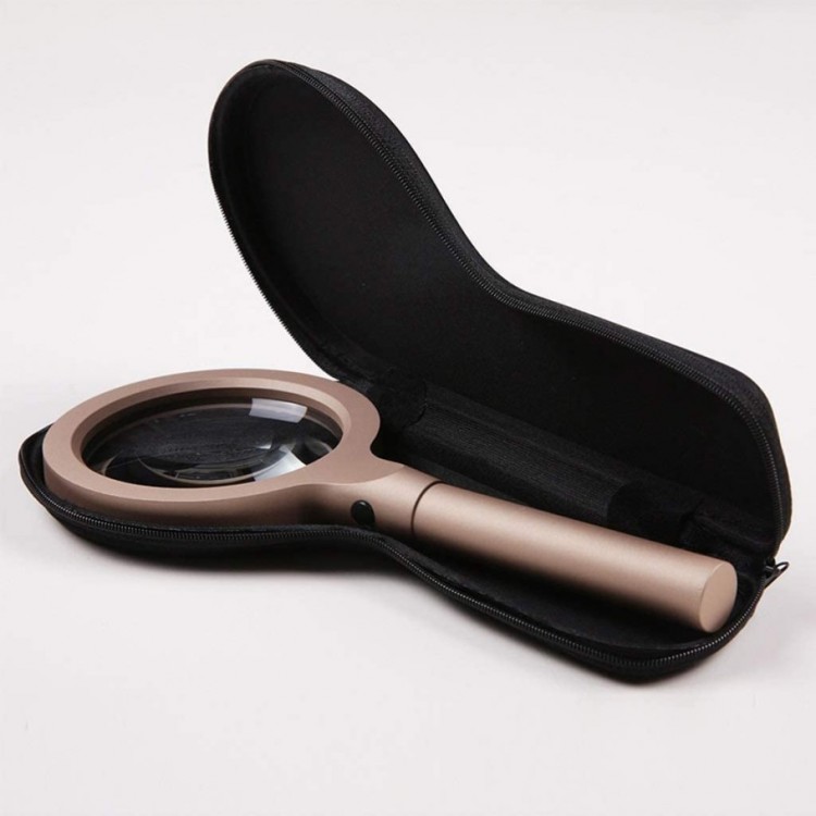 12 Led Lighted 10X Magnifier Metal Magnifier With Reading Handle For Elderly And Children 8013