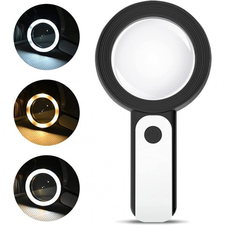 30X -12Luminous Magnifier Portable Double Layer Optical Glass Reading Magnifier 2290-18 30X -12Luminous Magnifier Portable Double Layer Optical Glass Reading Magnifier 2290-18