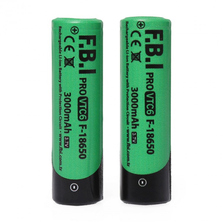 F.B.I VTC6 18650 3.7V 3000mAh 30A Li-ion Rechargeable Battery + Battery Carrying Case SET of 2