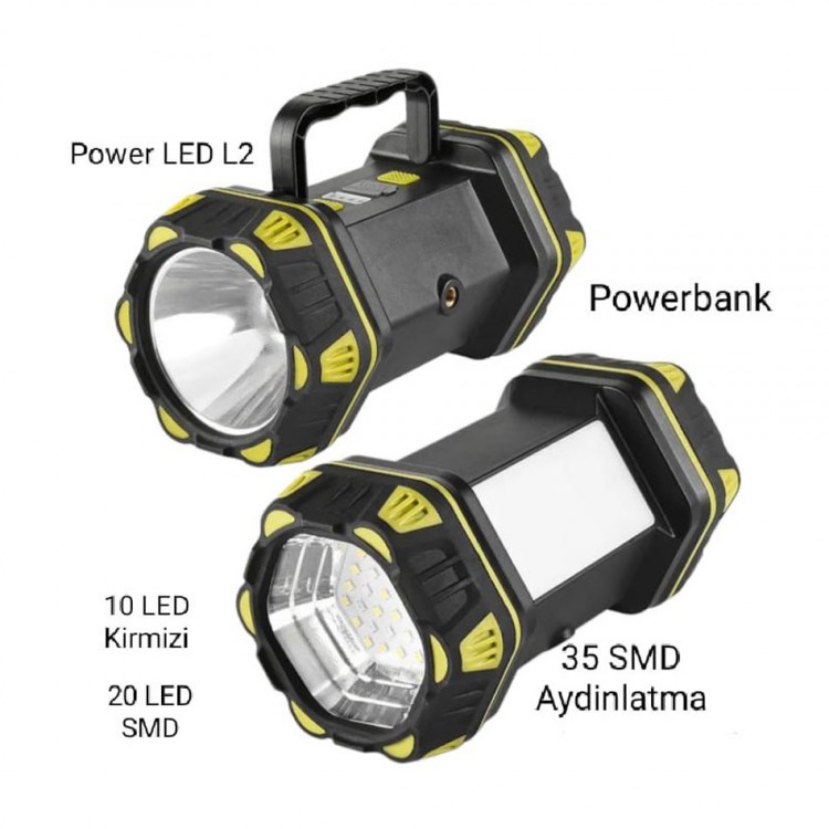 F.B.I F-262 Yeni Güçlü Çift Taraflı Taşınabilir Spot Ve Işıldak USB Powerbank Şarjlı Fener F.B.I F-262 Yeni Güçlü Çift Taraflı Taşınabilir Spot Ve Işıldak USB Powerbank Şarjlı Fener